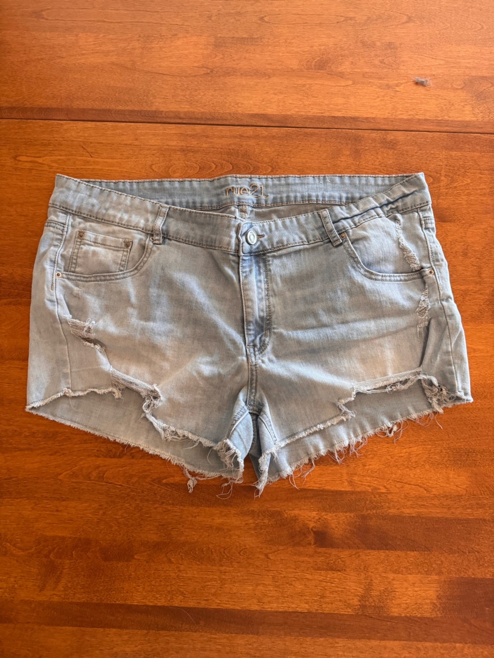 Rue21 Light Blue Distressed Denim Short Shorts